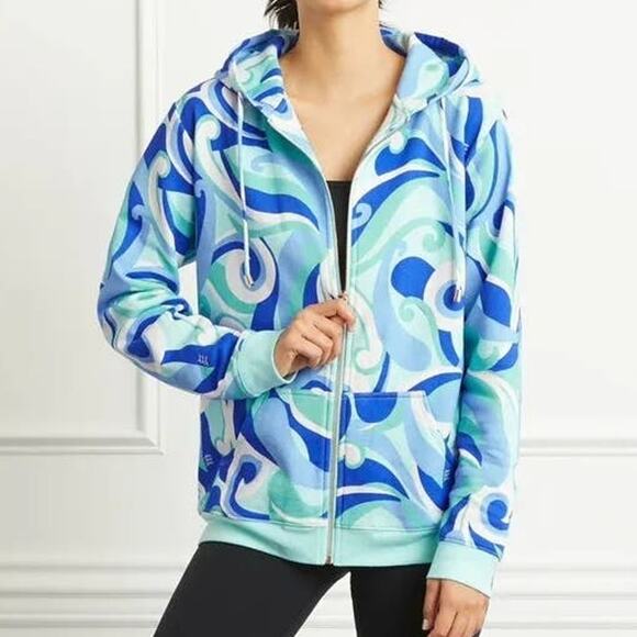 NWT Hill House The Allie Zip-Up Light Weight Jacket Sz. M Ocean Kaleidoscope - Picture 6 of 11